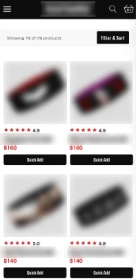 Página variante del test, con los detalles de la tienda difuminados