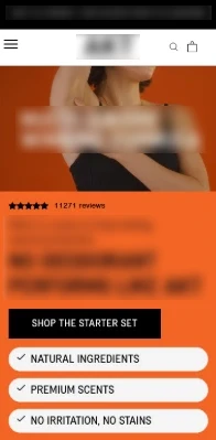 Página de control del test, con los detalles de la tienda difuminados